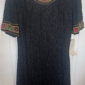 Chic Black Dress with Beaded Accents